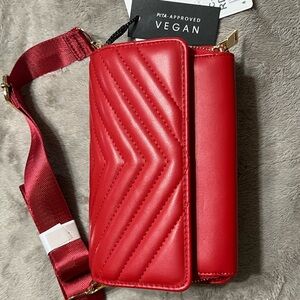 Red vegan leather bag
